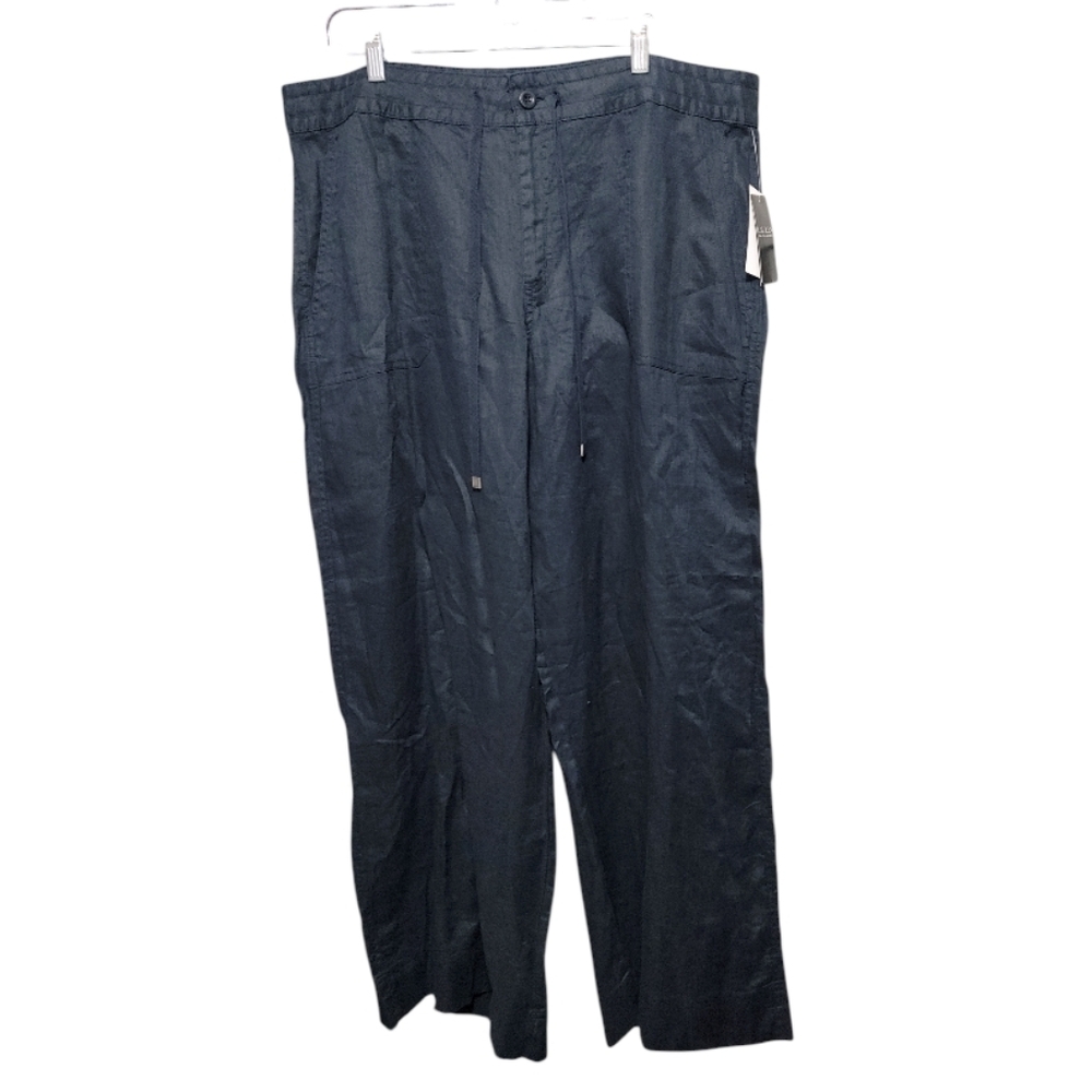 Lauren Ralph Lauren Navy Blue Wide Leg Linen Drawstring Pants NWT Womens Size 18 - Picture 3 of 14